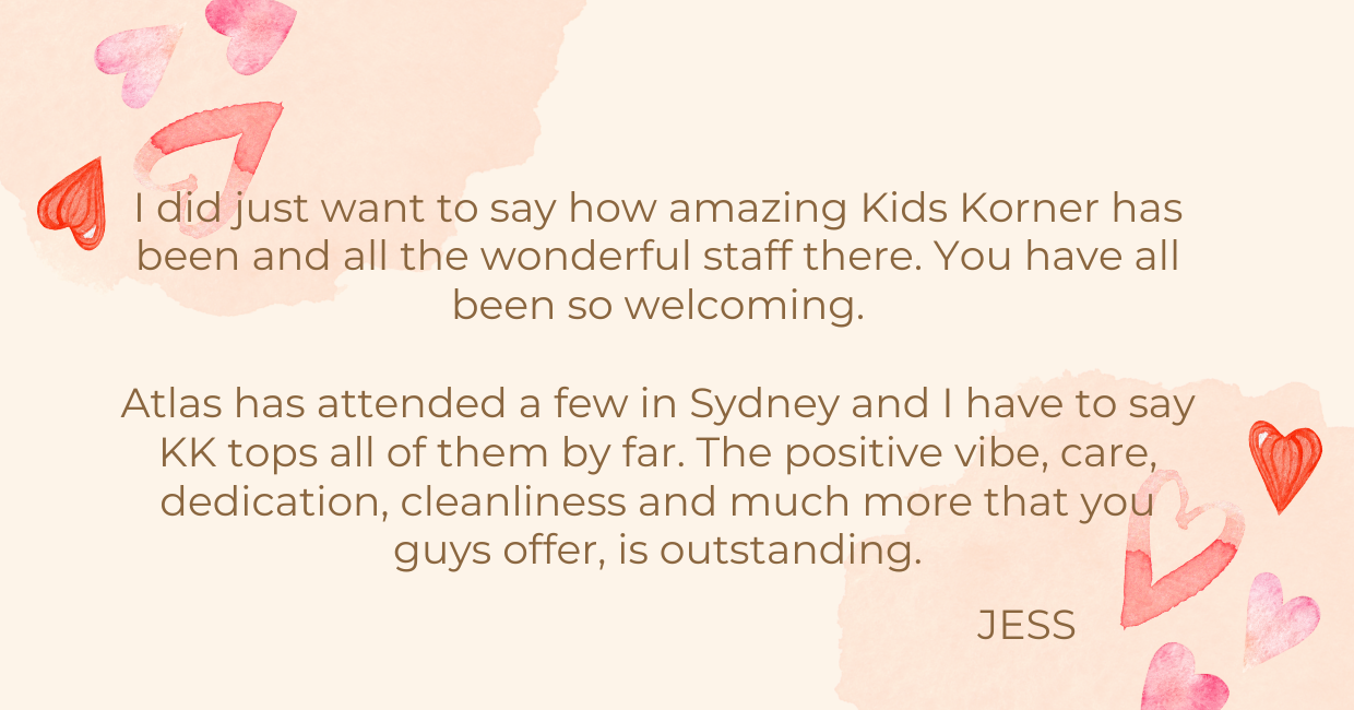 kids korner nowra testimonial from a mother named Jess